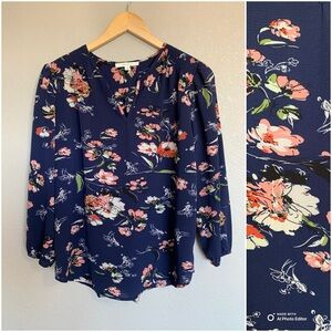 Fun 2 Fun Blue Floral Blouse Top Size Small From Stitch Fix NWOT